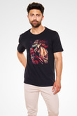 Attack On Titan Baskılı Unisex Siyah Tişört - Tshirt