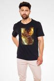 Attack On Titan Baskılı Unisex Siyah Tişört - Tshirt