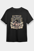 Attack On Titan Baskılı Unisex Siyah Tişört - Tshirt
