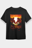 Attack On Titan Baskılı Unisex Siyah Tişört - Tshirt