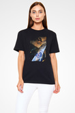 Attack On Titan Baskılı Unisex Siyah Tişört - Tshirt