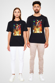 Attack On Titan Baskılı Unisex Siyah Tişört - Tshirt