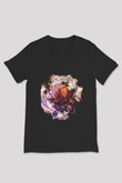 Attack On Titan Baskılı Unisex Siyah V Yaka Tişört - Tshirt