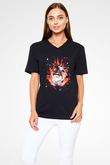Attack On Titan Baskılı Unisex Siyah V Yaka Tişört - Tshirt