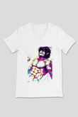 Attack On Titan Baskılı Unisex Siyah V Yaka Tişört - Tshirt