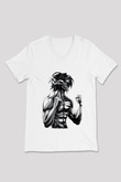 Attack On Titan Baskılı Unisex Siyah V Yaka Tişört - Tshirt