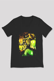 Attack On Titan Baskılı Unisex Siyah V Yaka Tişört - Tshirt