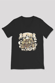 Attack On Titan Baskılı Unisex Siyah V Yaka Tişört - Tshirt