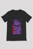 Attack On Titan Baskılı Unisex Siyah V Yaka Tişört - Tshirt