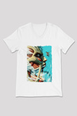 Attack On Titan Baskılı Unisex Siyah V Yaka Tişört - Tshirt