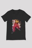 Attack On Titan Baskılı Unisex Siyah V Yaka Tişört - Tshirt