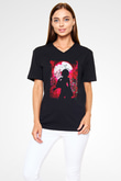 Attack On Titan Baskılı Unisex Siyah V Yaka Tişört - Tshirt