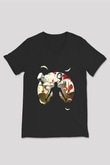 Attack On Titan Baskılı Unisex Siyah V Yaka Tişört - Tshirt
