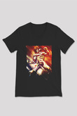 Attack On Titan Baskılı Unisex Siyah V Yaka Tişört - Tshirt