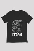 Attack On Titan Baskılı Unisex Siyah V Yaka Tişört - Tshirt