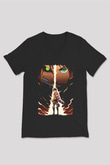 Attack On Titan Baskılı Unisex Siyah V Yaka Tişört - Tshirt