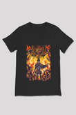 Attack On Titan Baskılı Unisex Siyah V Yaka Tişört - Tshirt