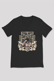 Attack On Titan Baskılı Unisex Siyah V Yaka Tişört - Tshirt