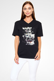 Attack On Titan Baskılı Unisex Siyah V Yaka Tişört - Tshirt