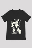 Attack On Titan Baskılı Unisex Siyah V Yaka Tişört - Tshirt