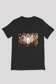Attack On Titan Baskılı Unisex Siyah V Yaka Tişört - Tshirt