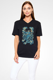 Attack On Titan Baskılı Unisex Siyah V Yaka Tişört - Tshirt