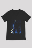 Attack On Titan Baskılı Unisex Siyah V Yaka Tişört - Tshirt