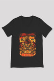 Attack On Titan Baskılı Unisex Siyah V Yaka Tişört - Tshirt