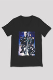 Attack On Titan Baskılı Unisex Siyah V Yaka Tişört - Tshirt