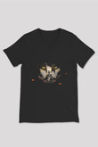 Attack On Titan Baskılı Unisex Siyah V Yaka Tişört - Tshirt