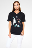 Attack On Titan Baskılı Unisex Siyah V Yaka Tişört - Tshirt