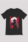 Attack On Titan Baskılı Unisex Siyah V Yaka Tişört - Tshirt