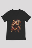 Attack On Titan Baskılı Unisex Siyah V Yaka Tişört - Tshirt