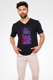 Attack On Titan Baskılı Unisex Siyah V Yaka Tişört - Tshirt