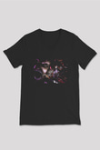 Attack On Titan Baskılı Unisex Siyah V Yaka Tişört - Tshirt