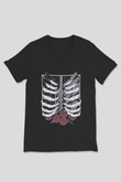 Attack On Titan Baskılı Unisex Siyah V Yaka Tişört - Tshirt
