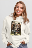 Attack on Titan Beyaz Unisex Kapşonlu Sweatshirt