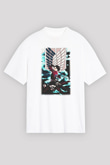 Attack on Titan Beyaz Unisex Oversize Tişört T-Shirt