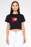 Attack on Titan Siyah  Crop Top Tişört