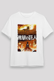 Attack On Titan Unisex Baskılı Beyaz Tişört - Tshirt