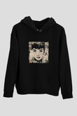 Audrey Hepburn Baskılı Unisex Siyah Hoodie