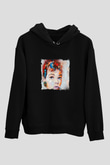 Audrey Hepburn Baskılı Unisex Siyah Hoodie