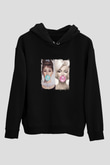 Audrey Hepburn Baskılı Unisex Siyah Hoodie