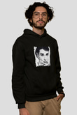 Audrey Hepburn Baskılı Unisex Siyah Hoodie