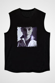 Audrey Hepburn Baskılı Unisex Siyah Kolsuz Tişört