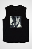Audrey Hepburn Baskılı Unisex Siyah Kolsuz Tişört