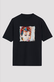 Audrey Hepburn Baskılı Unisex Siyah Oversize Tişört