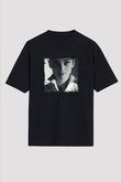 Audrey Hepburn Baskılı Unisex Siyah Oversize Tişört