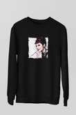 Audrey Hepburn Baskılı Unisex Siyah Sweatshirt