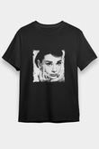 Audrey Hepburn Baskılı Unisex Siyah Tişört